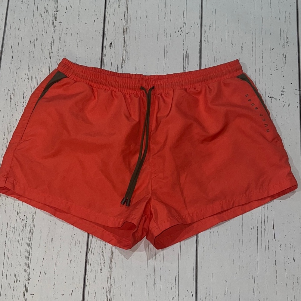 Boss coral orange swim shorts